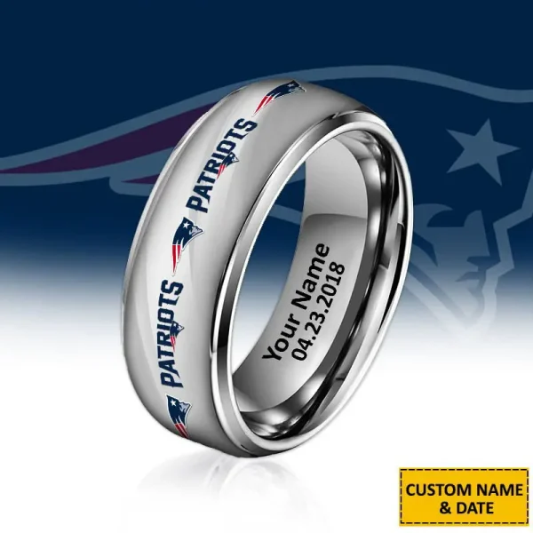 New England Patriots New Style Ring Personalized Name And Date Gift For Fans AZSSRINGS082 - Image 2