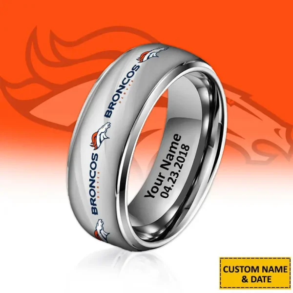 Denver Broncos New Style Ring Personalized Name And Date Gift For Fans AZSSRINGS084 - Image 3