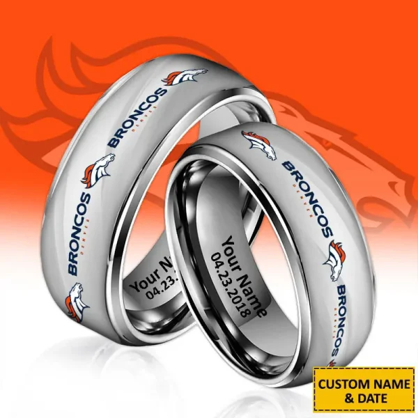 Denver Broncos New Style Ring Personalized Name And Date Gift For Fans AZSSRINGS084