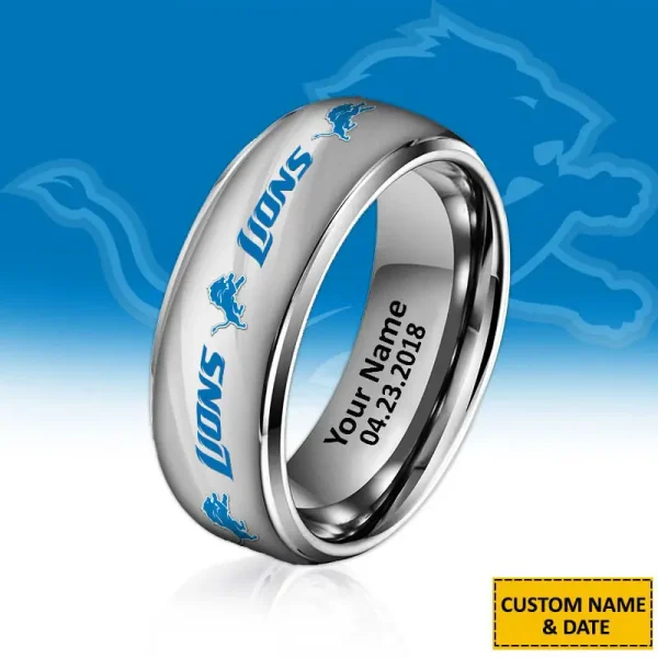 Detroit Lions New Style Ring Personalized Name And Date Gift For Fans AZSSRINGS085 - Image 2