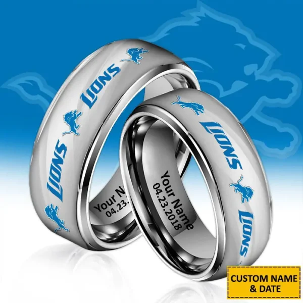 Detroit Lions New Style Ring Personalized Name And Date Gift For Fans AZSSRINGS085