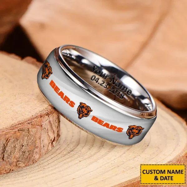Chicago Bears New Style Ring Personalized Name And Date Gift For Fans AZSSRINGS086 - Image 2