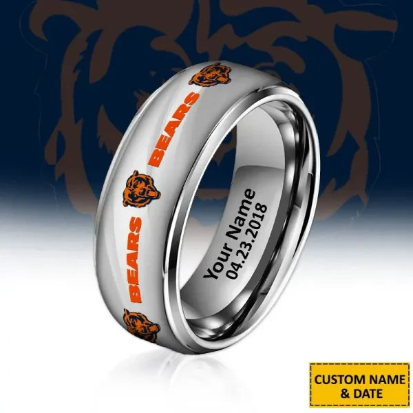 Chicago Bears New Style Ring Personalized Name And Date Gift For Fans AZSSRINGS086 - Image 3