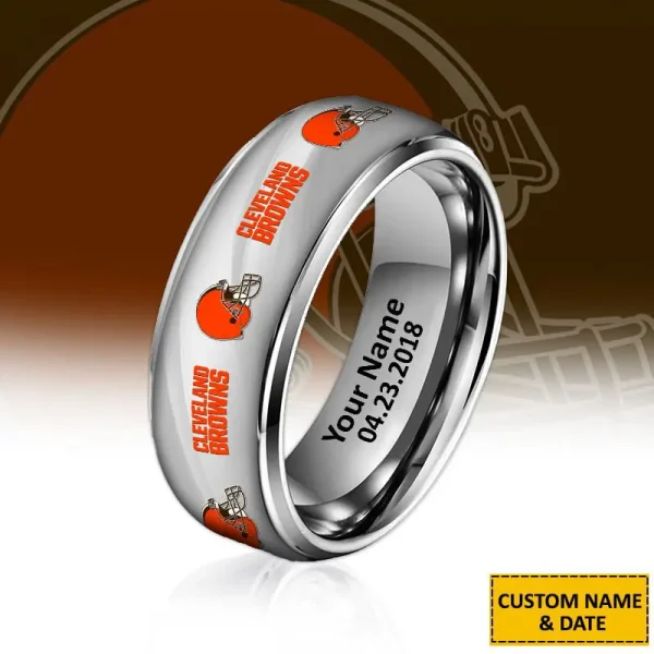 Cleveland Browns New Style Ring Personalized Name And Date Gift For Fans AZSSRINGS089 - Image 2