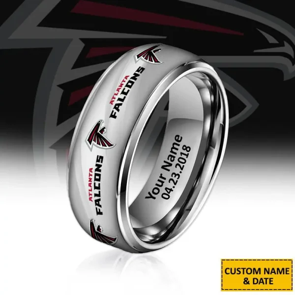 Atlanta Falcons New Style Ring Personalized Name And Date Gift For Fans AZSSRINGS090 - Image 2