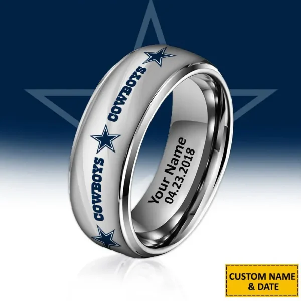 Dallas Cowboys New Style Ring Personalized Name And Date Gift For Fans AZSSRINGS092 - Image 2