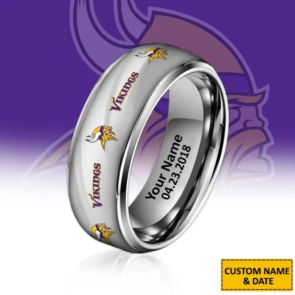 Minnesota Vikings New Style Ring Personalized Name And Date Gift For Fans AZSSRINGS093 - Image 2
