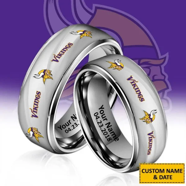 Minnesota Vikings New Style Ring Personalized Name And Date Gift For Fans AZSSRINGS093