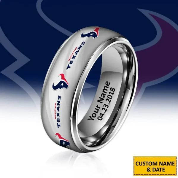 Houston Texans New Style Ring Personalized Name And Date Gift For Fans AZSSRINGS094 - Image 2