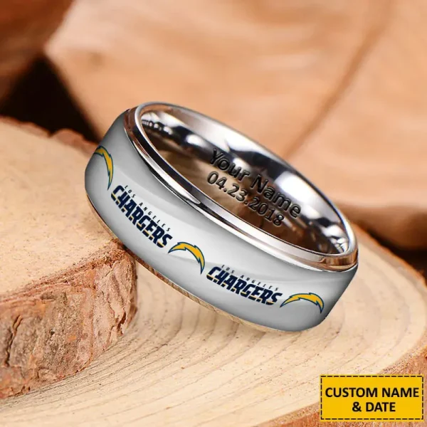 Los Angeles Chargers New Style Ring Personalized Name And Date Gift For Fans AZSSRINGS095 - Image 2