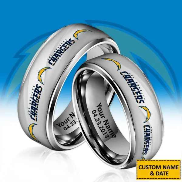 Los Angeles Chargers New Style Ring Personalized Name And Date Gift For Fans AZSSRINGS095