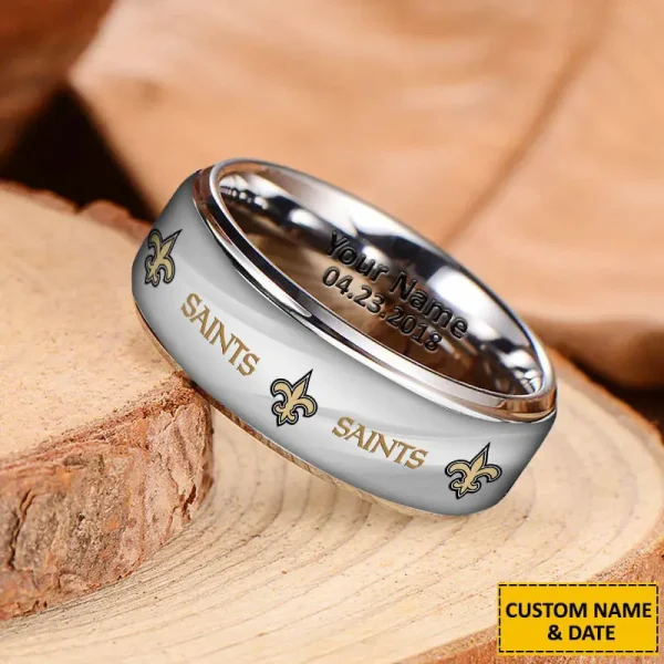 New Orleans Saints New Style Ring Personalized Name And Date Gift For Fans AZSSRINGS096 - Image 2