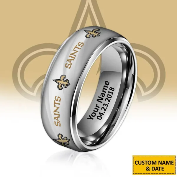 New Orleans Saints New Style Ring Personalized Name And Date Gift For Fans AZSSRINGS096 - Image 3