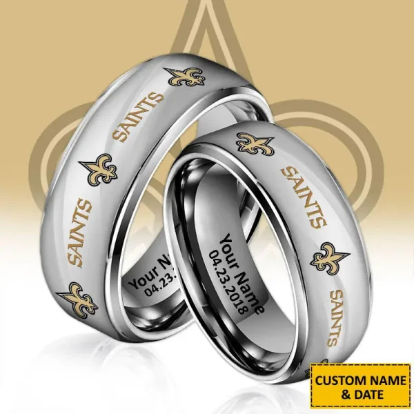 New Orleans Saints New Style Ring Personalized Name And Date Gift For Fans AZSSRINGS096