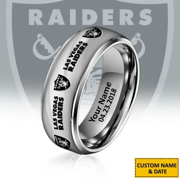 Las Vegas Raiders New Style Ring Personalized Name And Date Gift For Fans AZSSRINGS098 - Image 2