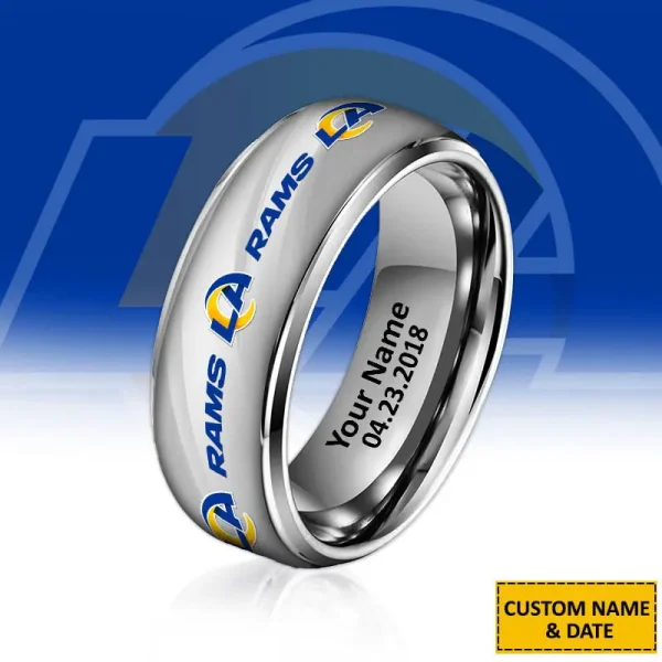 Los Angeles Rams New Style Ring Personalized Name And Date Gift For Fans AZSSRINGS099 - Image 2