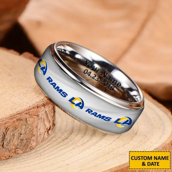 Los Angeles Rams New Style Ring Personalized Name And Date Gift For Fans AZSSRINGS099 - Image 3