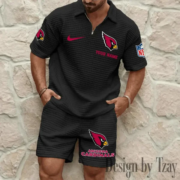 Arizona Cardinals Men’s Waffle Pattern Half Zipper Shirt And Short BSPTWHZSS098