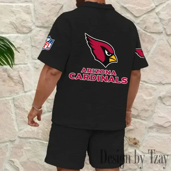 Arizona Cardinals Men’s Waffle Pattern Half Zipper Shirt And Short BSPTWHZSS098 - Image 2