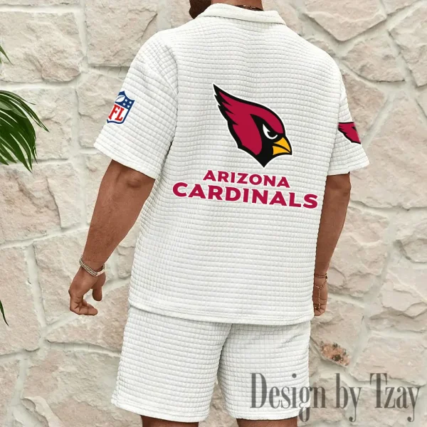 Arizona Cardinals Men’s Waffle Pattern Half Zipper Shirt And Short BSPTWHZSS098 - Image 5