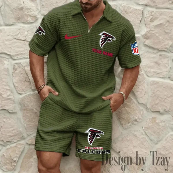 Atlanta Falcons Men’s Waffle Pattern Half Zipper Shirt And Short BSPTWHZSS099 - Image 4