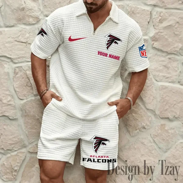 Atlanta Falcons Men’s Waffle Pattern Half Zipper Shirt And Short BSPTWHZSS099 - Image 5
