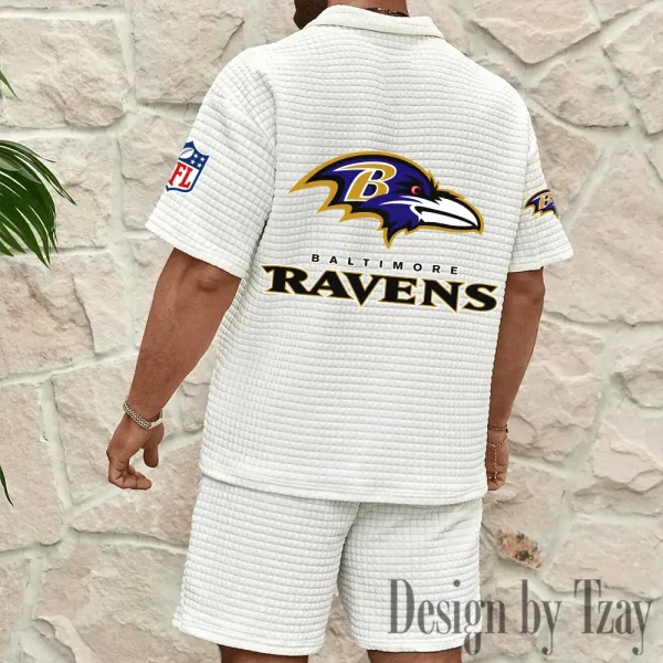 Baltimore Ravens Men’s Waffle Pattern Half Zipper Shirt And Short BSPTWHZSS100 - Image 7