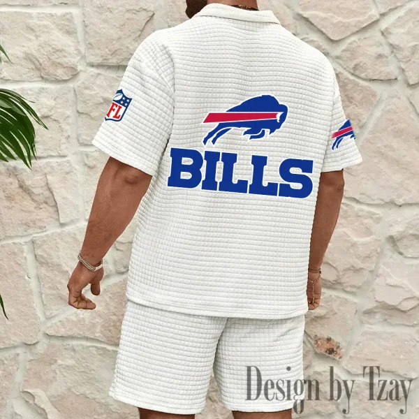 Buffalo Bills Men’s Waffle Pattern Half Zipper Shirt And Short BSPTWHZSS101 - Image 6