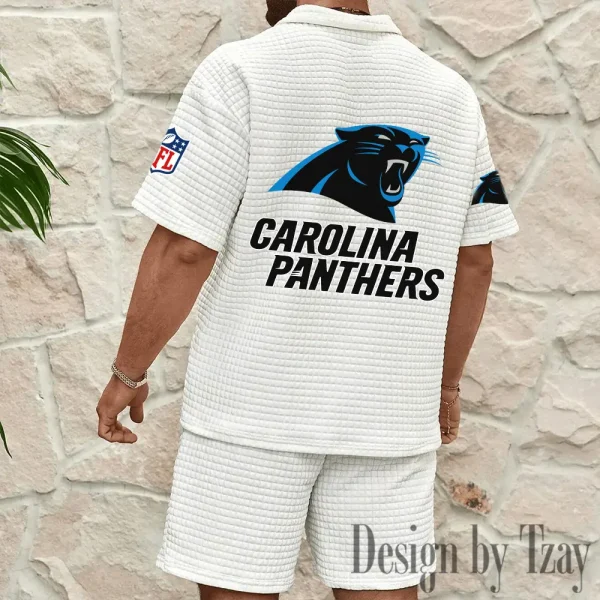 Carolina Panthers Men’s Waffle Pattern Half Zipper Shirt And Short BSPTWHZSS102 - Image 6
