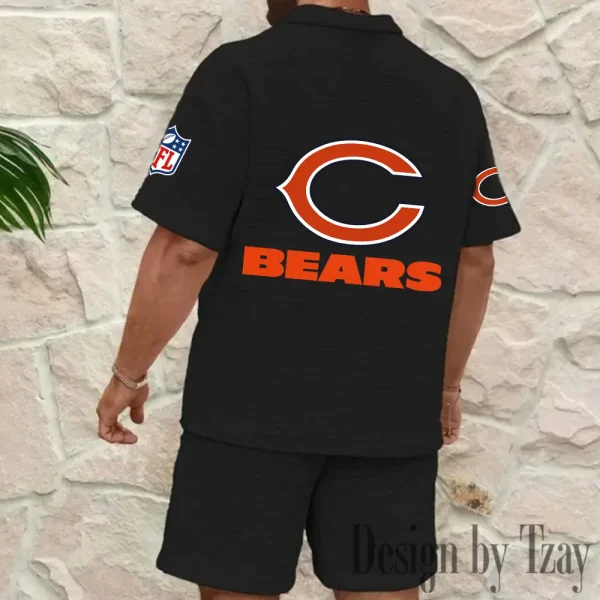 Chicago Bears Men’s Waffle Pattern Half Zipper Shirt And Short BSPTWHZSS103 - Image 4