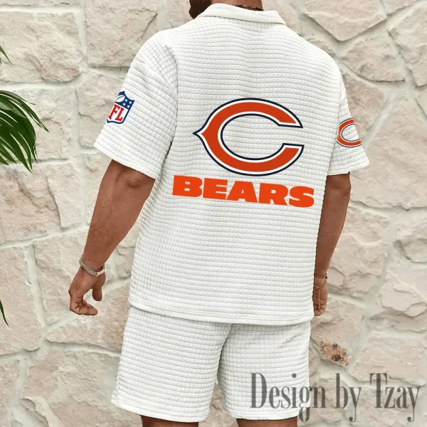 Chicago Bears Men’s Waffle Pattern Half Zipper Shirt And Short BSPTWHZSS103 - Image 2