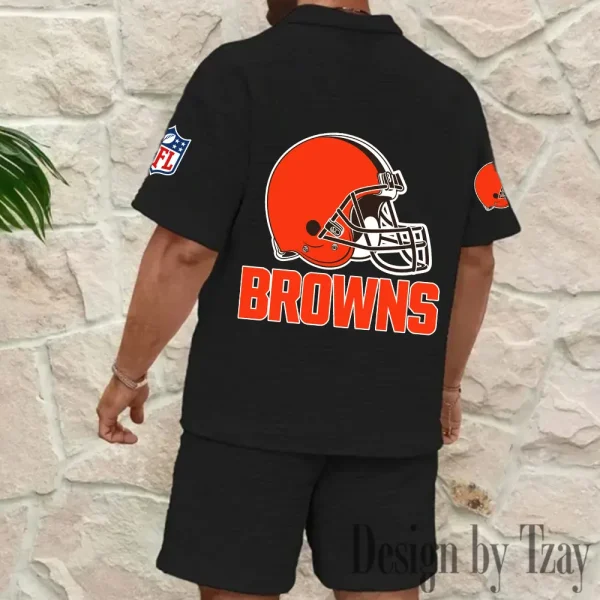 Cleveland Browns Men’s Waffle Pattern Half Zipper Shirt And Short BSPTWHZSS105 - Image 6