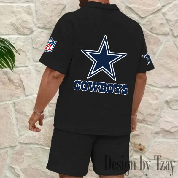 Dallas Cowboys Men’s Waffle Pattern Half Zipper Shirt And Short BSPTWHZSS106 - Image 2