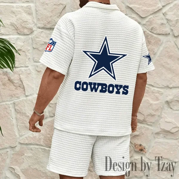 Dallas Cowboys Men’s Waffle Pattern Half Zipper Shirt And Short BSPTWHZSS106 - Image 4