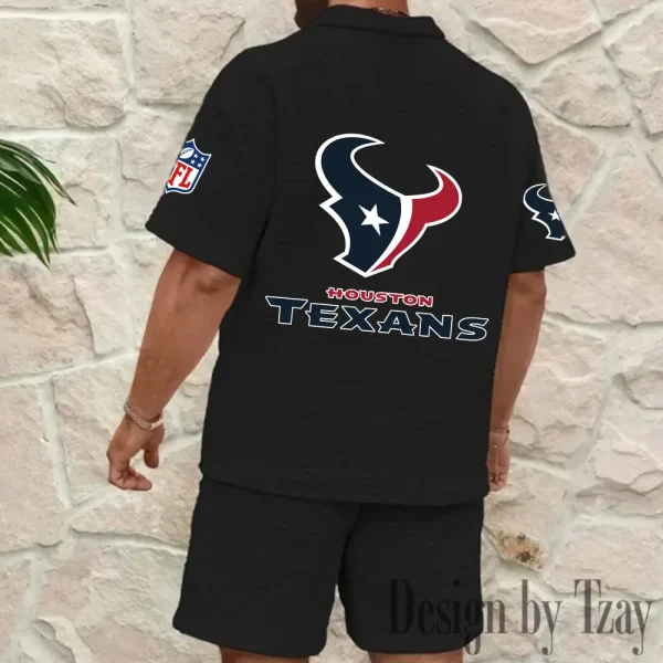 Houston Texans Men’s Waffle Pattern Half Zipper Shirt And Short BSPTWHZSS110 - Image 7