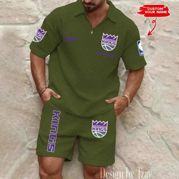 Sacramento Kings NBA Men’s Waffle Pattern Half Zipper Shirt And Short BSPTWHZSS137