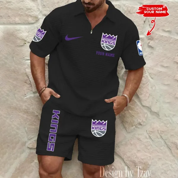 Sacramento Kings NBA Men’s Waffle Pattern Half Zipper Shirt And Short BSPTWHZSS137 - Image 3