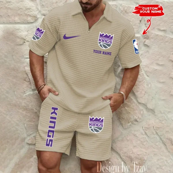 Sacramento Kings NBA Men’s Waffle Pattern Half Zipper Shirt And Short BSPTWHZSS137 - Image 4