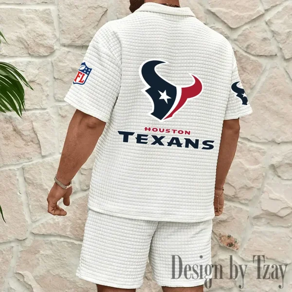 Houston Texans Men’s Waffle Pattern Half Zipper Shirt And Short BSPTWHZSS110 - Image 3