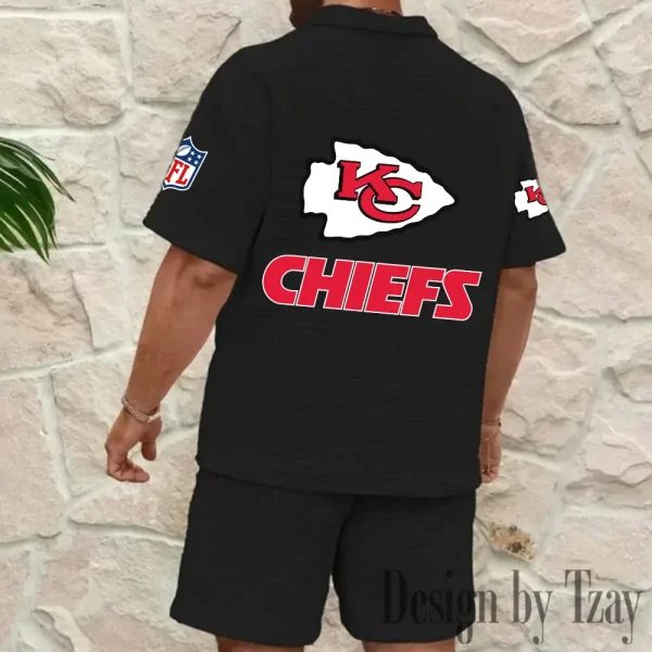 Kansas City Chiefs Men’s Waffle Pattern Half Zipper Shirt And Short BSPTWHZSS113 - Image 2