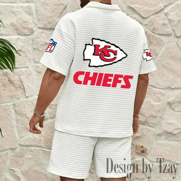 Kansas City Chiefs Men’s Waffle Pattern Half Zipper Shirt And Short BSPTWHZSS113 - Image 4