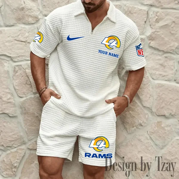 Los Angeles Rams Men’s Waffle Pattern Half Zipper Shirt And Short BSPTWHZSS116