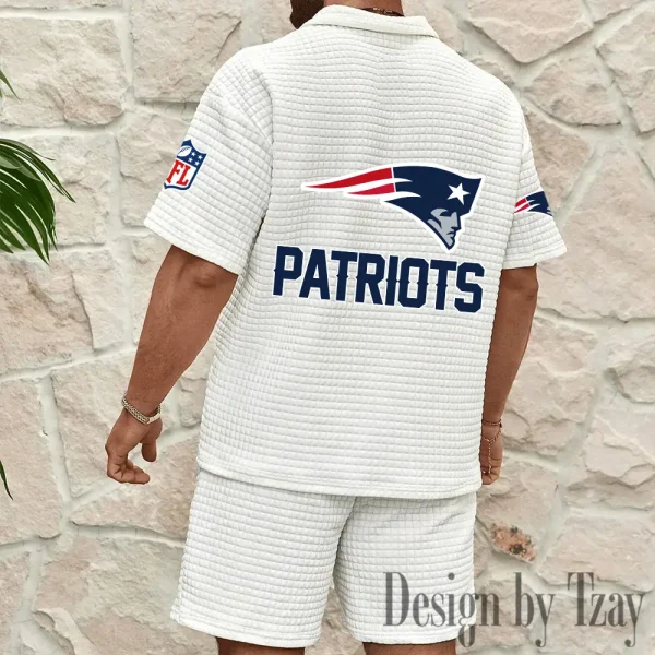 New England Patriots Men’s Waffle Pattern Half Zipper Shirt And Short BSPTWHZSS119 - Image 3