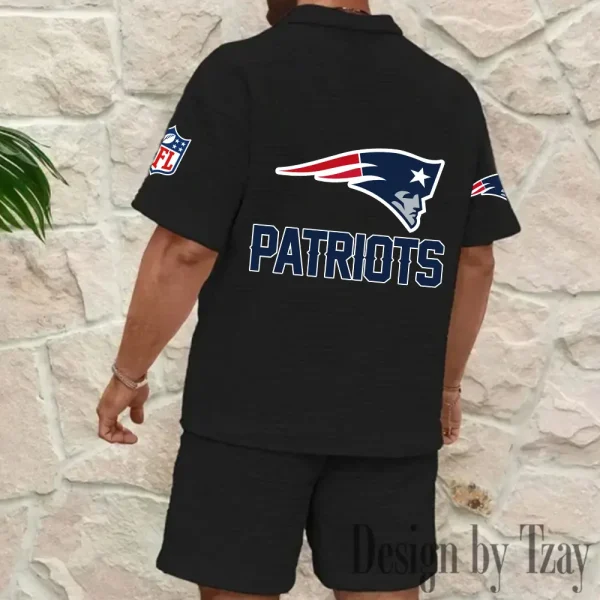 New England Patriots Men’s Waffle Pattern Half Zipper Shirt And Short BSPTWHZSS119 - Image 7