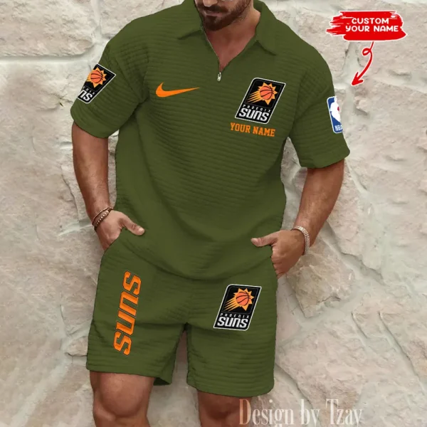 Phoenix Suns NBA Men’s Waffle Pattern Half Zipper Shirt And Short BSPTWHZSS139
