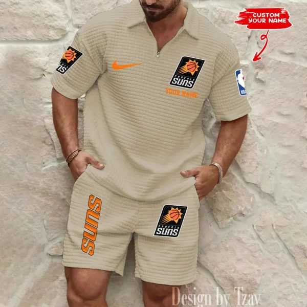 Phoenix Suns NBA Men’s Waffle Pattern Half Zipper Shirt And Short BSPTWHZSS139 - Image 3