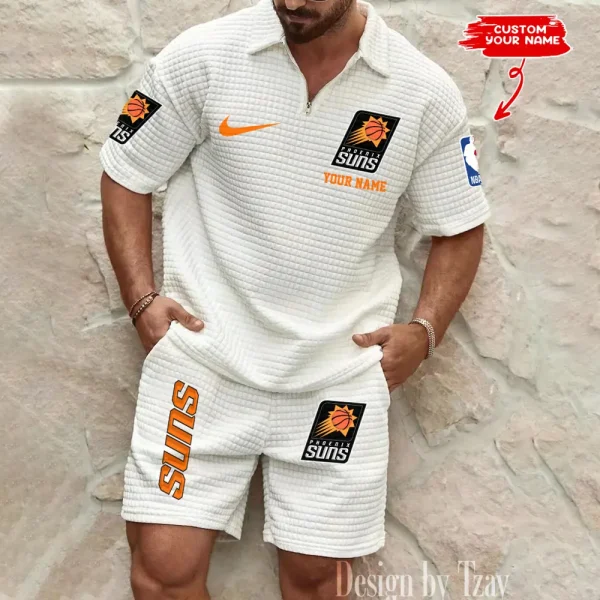 Phoenix Suns NBA Men’s Waffle Pattern Half Zipper Shirt And Short BSPTWHZSS139 - Image 4