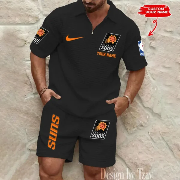 Phoenix Suns NBA Men’s Waffle Pattern Half Zipper Shirt And Short BSPTWHZSS139 - Image 5