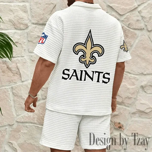 New Orleans Saints Men’s Waffle Pattern Half Zipper Shirt And Short BSPTWHZSS120 - Image 4