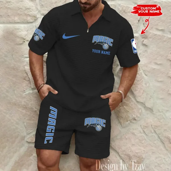 Orlando Magic NBA Men’s Waffle Pattern Half Zipper Shirt And Short BSPTWHZSS141 - Image 4